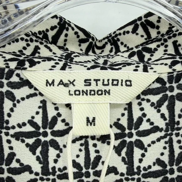 Max Studio NWT Crepe Tiered Maxi Dress Black Ivory Size M - Picture 8 of 12